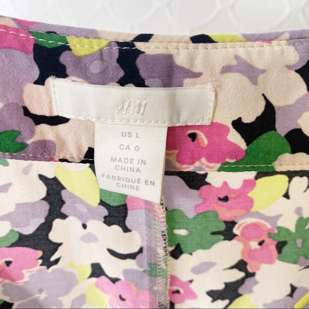 H&M Conscious Floral Print Lyocell-blend Ruched long sleeves Midi Sundress Large - Picture 15 of 15
